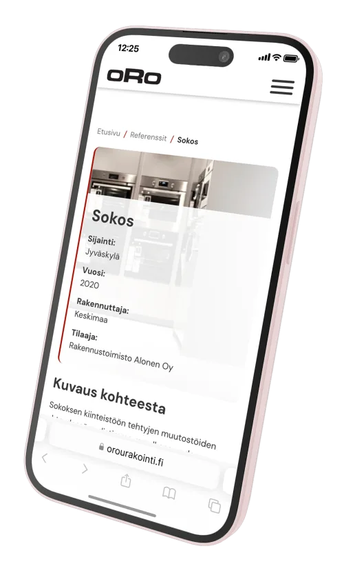 Orourakointi.fi referenssit sivu. Sivulla tietoa Sokoksen remontista.